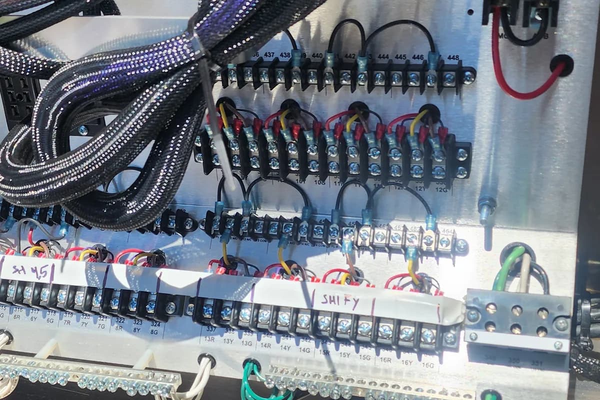Conductor terminations inside an enclosure on a farm