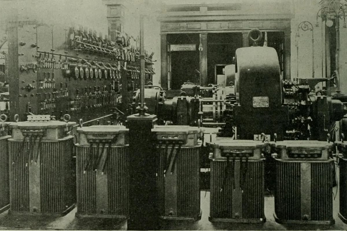 Historical illustration of electrical service equipment
