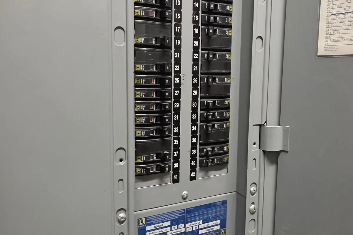 Three phase distribution switchboard in a plant