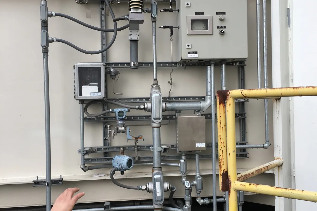 Instrument racks and process piping with electrical enclosures