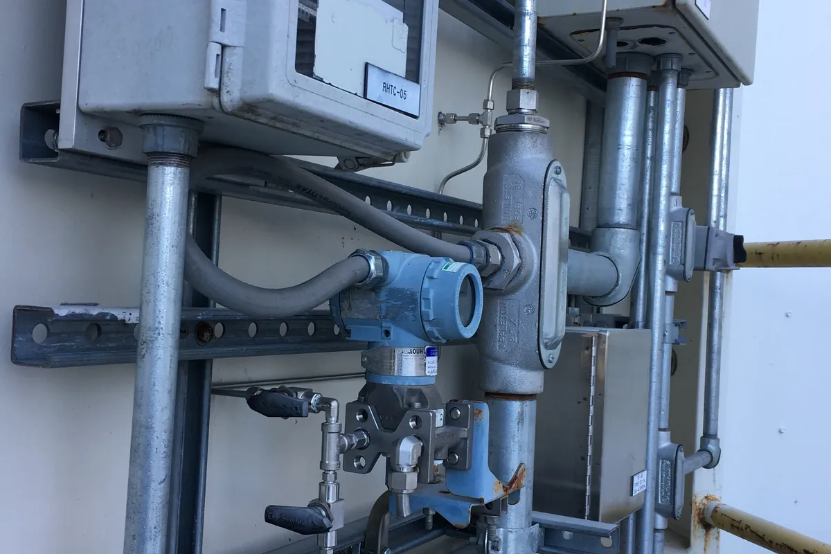 Instrumentation mounted on a rack outdoors