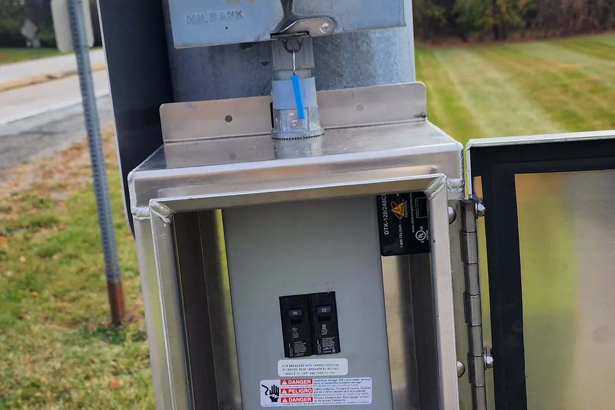 Meter pedestal and disconnect at a rural site